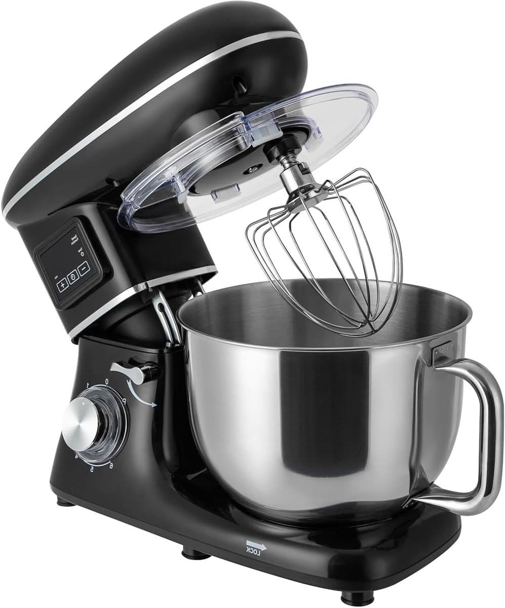 Keukenmachine 1500W - Kneedmachine deegmaker - Bakken en mixen - LCD timer functie - 62 liter kom - Zwart — afbeelding 1