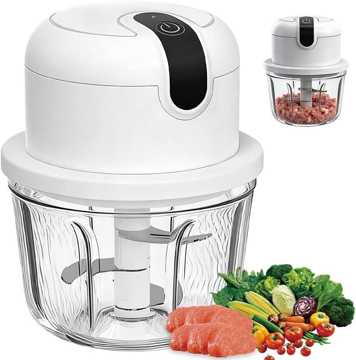 Keukenmachine - Mini hakker - Ingrediënten bereiden - Compact ontwerp - 1.5 liter - Zilver — afbeelding 1