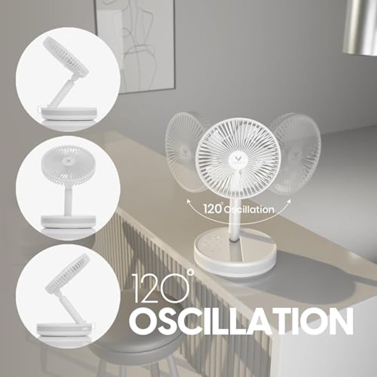 Draagbare Ventilator met 4 Snelheden en Afstandsbediening - Ideaal voor Reizen en Buitenshuis — afbeelding 1