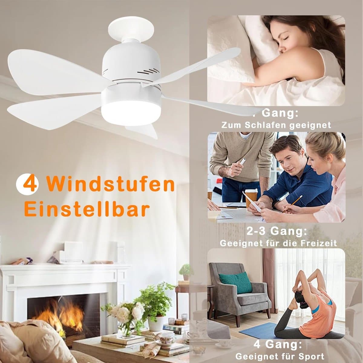 Dimbare Plafondventilator met LED Verlichting en Afstandsbediening - Stil en Efficiënt voor Slaapkamer en Woonkamer — afbeelding 1