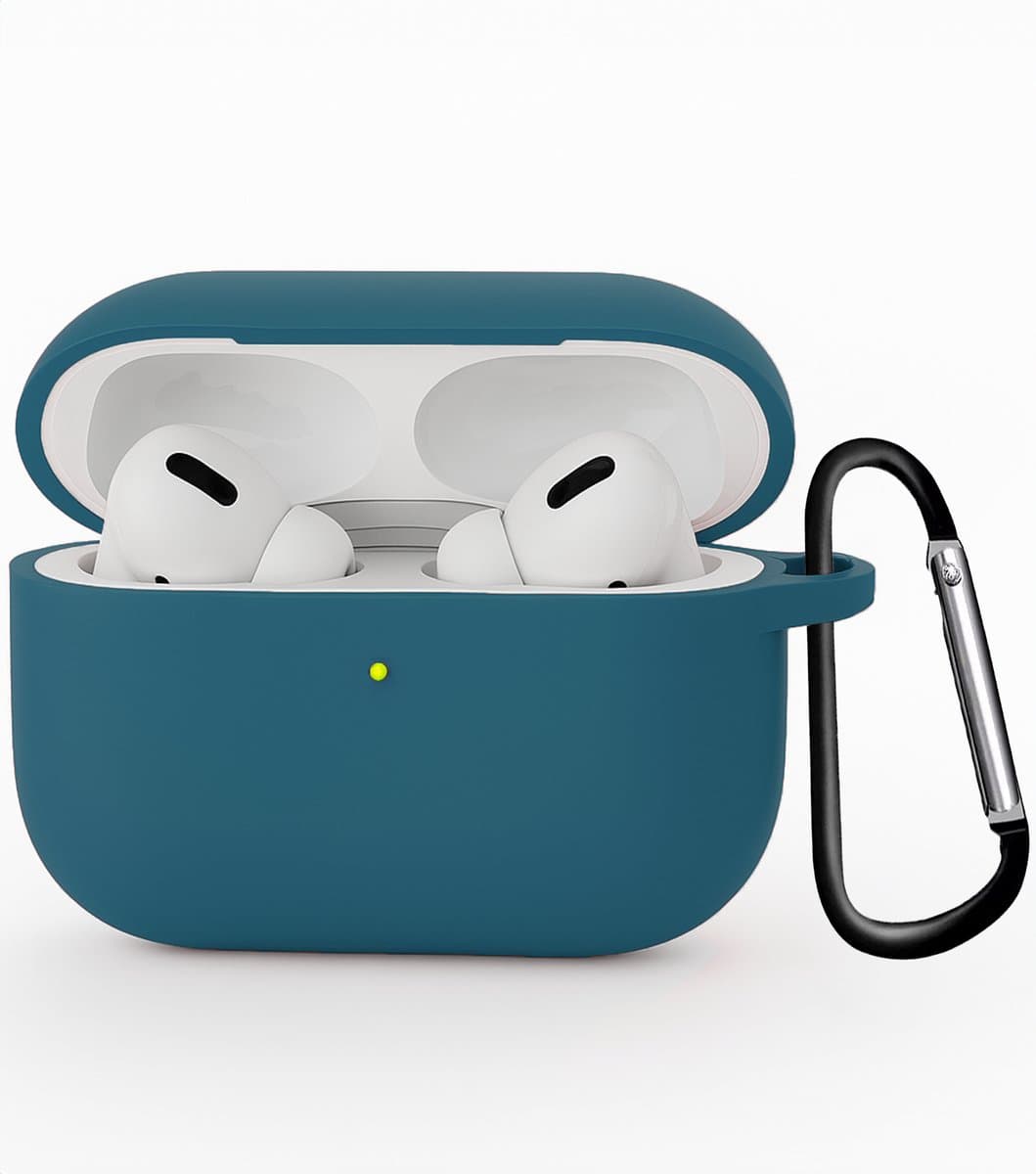 Hoesje - Geschikt voor Apple Airpods Pro 3 - Siliconen Hoes met Clip - Silicone Case Cover - Donkerblauw — afbeelding 1