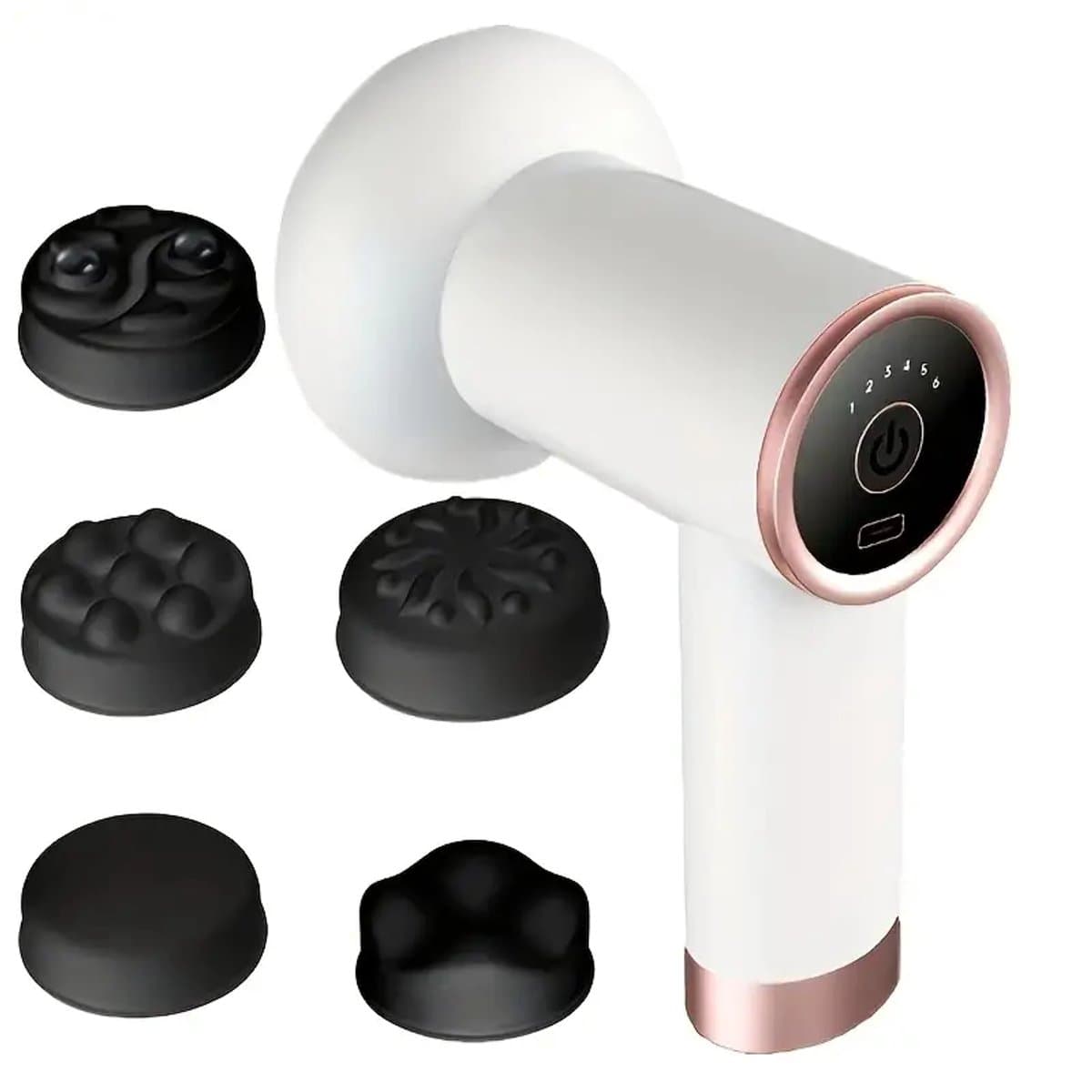 Elektrische krachtige vibratie-fascia-gun, sportfitness, spiermassage-gun, USB Type-C oplaadbare kleine massage-apparaat met 5 massagekoppen — afbeelding 1