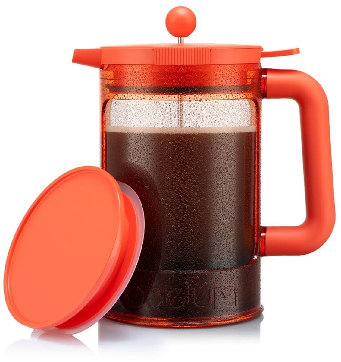 Bodum | Bean Cafetière voor ijskoffie / cold brew | Kunststof BPA-vrij | 1.5L | 12 kops | Rood — afbeelding 1