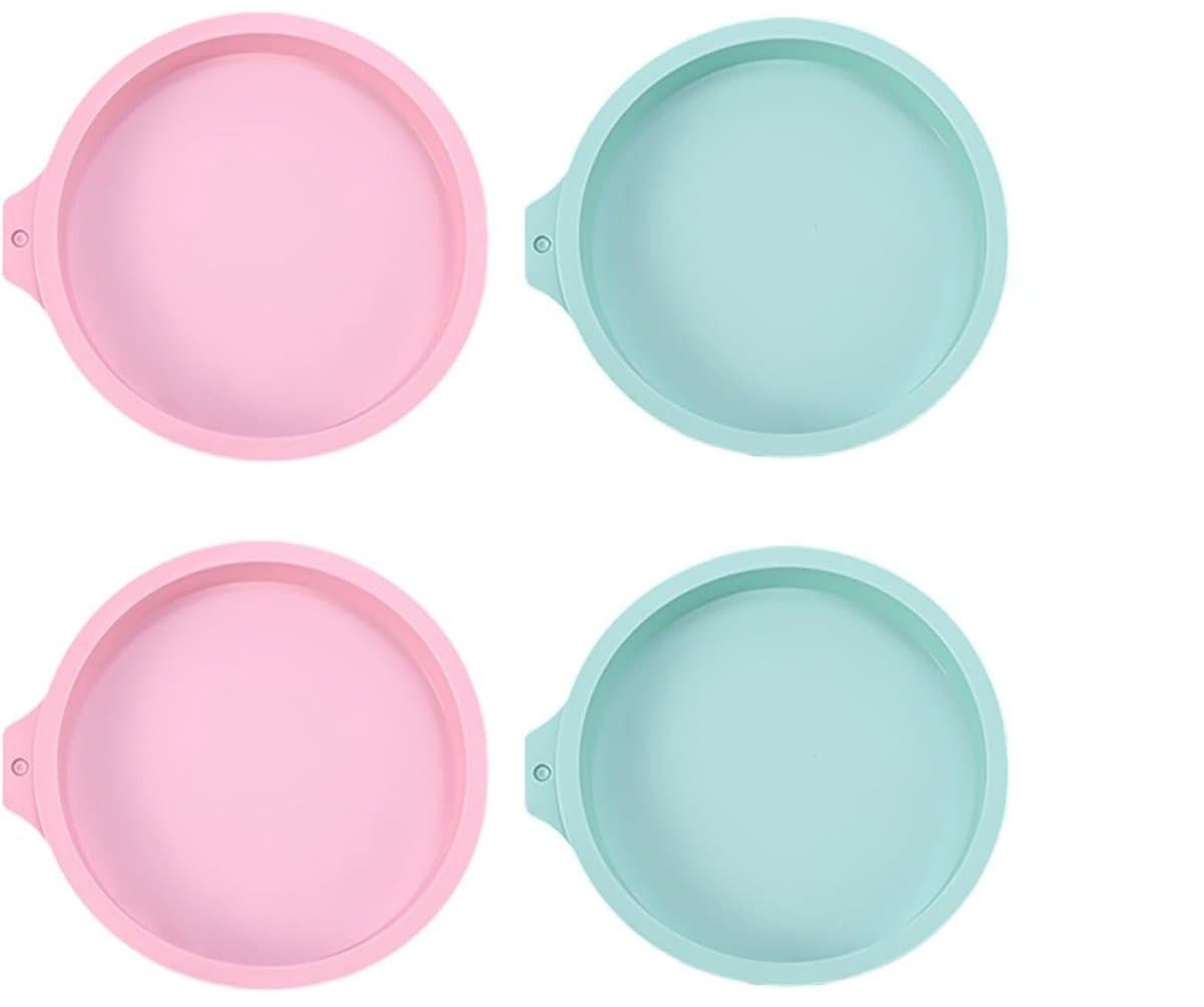 TOVBMUP Airfryer eivormpjes - Set van 4 - Siliconen Airfryer vormpjes - Siliconen eierset - Airfryer cakevormpjes - Herbruikbaar - Roze, Blauw — afbeelding 1