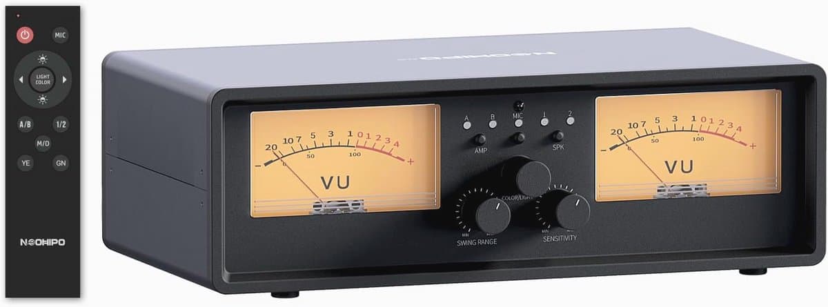 VU Meter luidsprekerversterker met afstandsbediening en DB-paneelweergave — afbeelding 1