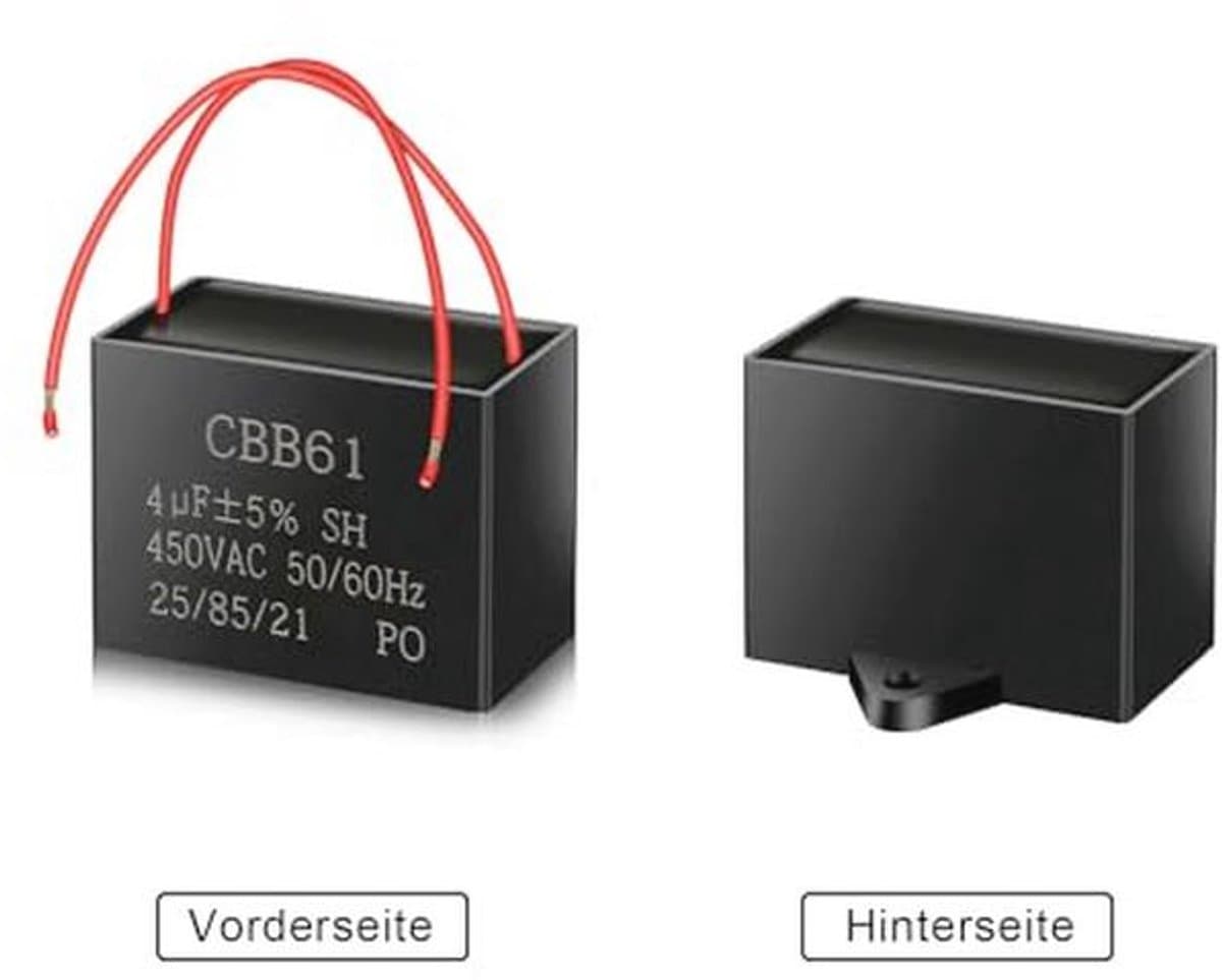 Startcapacitor voor plafondventilator - 4uF 450V voor AC-motoren (3 stuks) — afbeelding 1