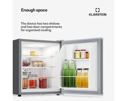 Klarstein koelkast, mini koelkast met glazen deur, 44L mini-koelkast voor drankjes, snacks & cosmetica, koelkast klein & geruisloos, regelbare schappen, kleine skincare koelkast huidverzorgingsproducten medicijnen