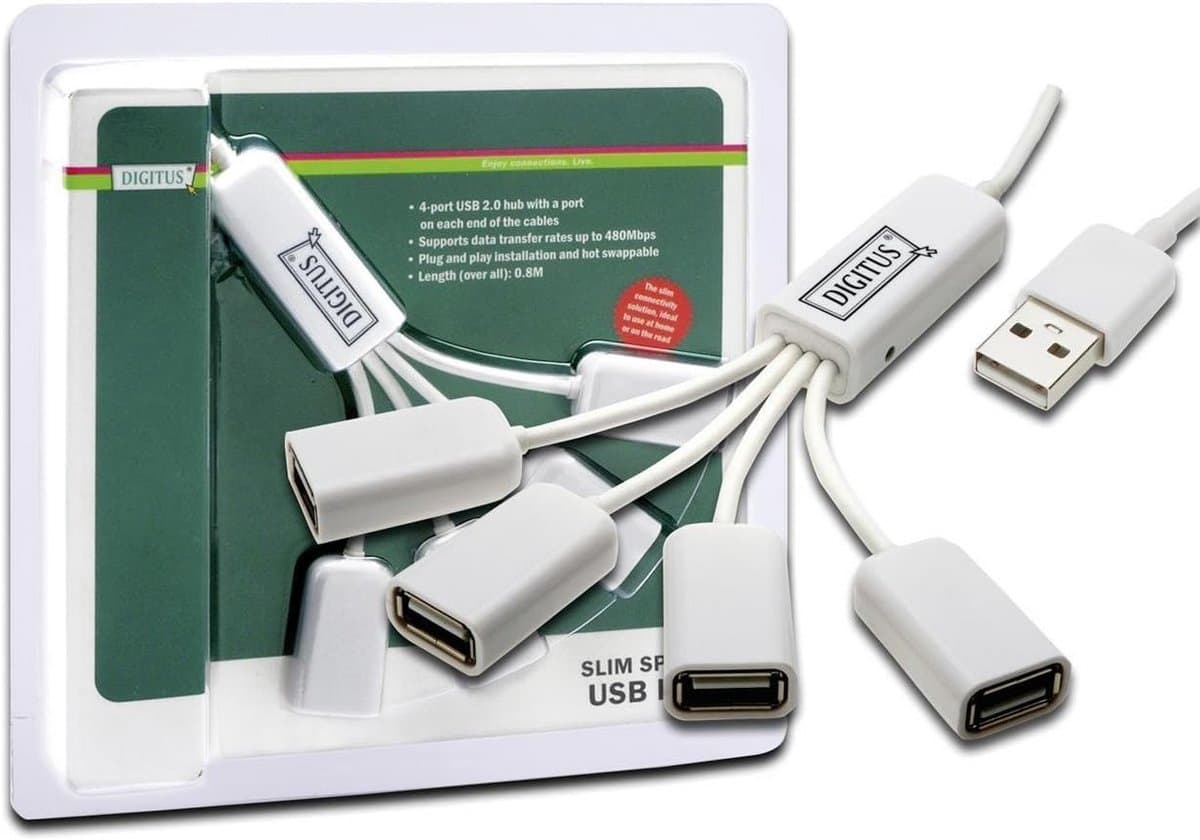 4-Poorts USB 2.0 Hub Spider High-Speed 480 Mbit/s Wit — afbeelding 1