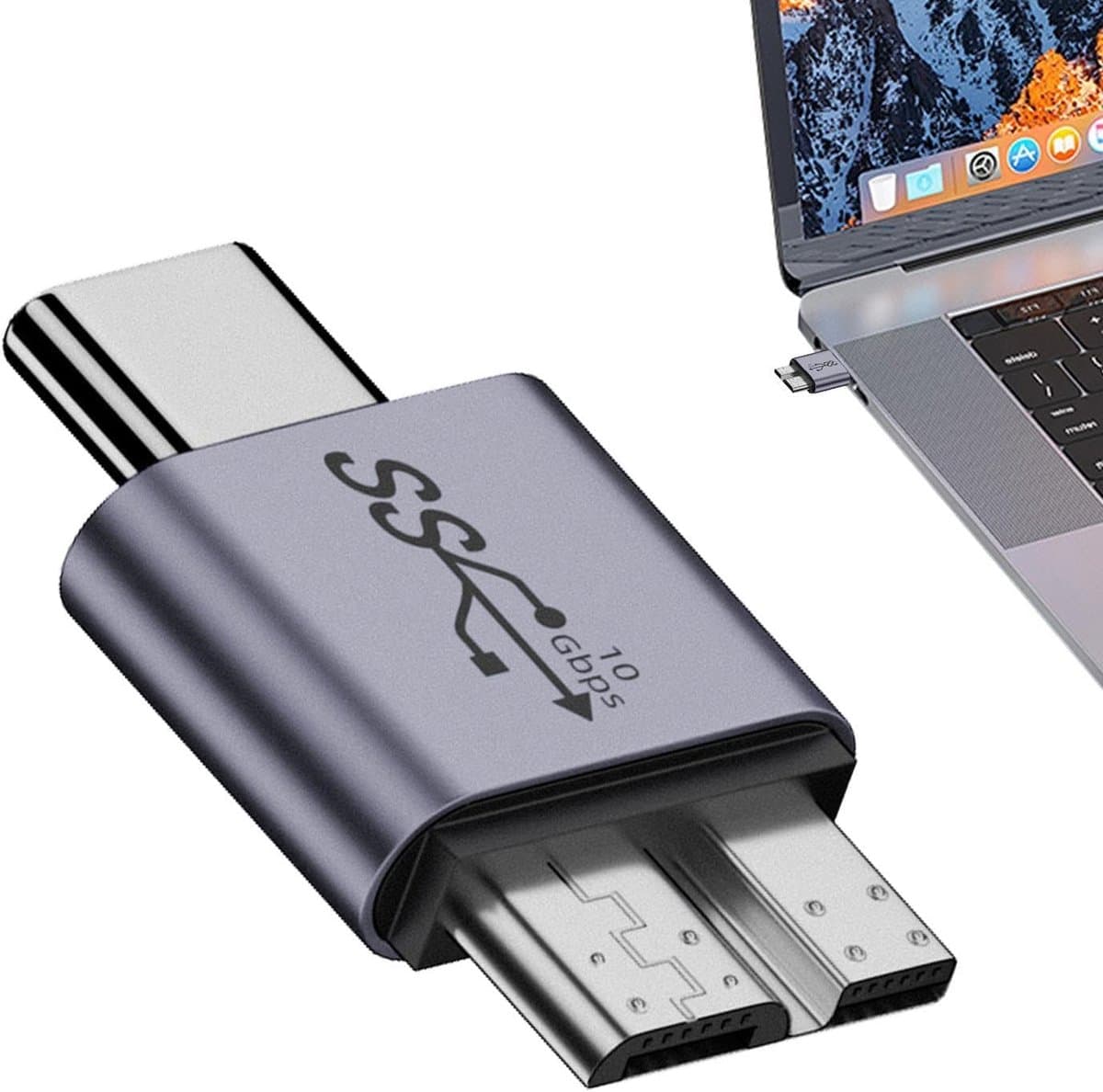 USB B naar C Adapter - Type C omvormer - Oude harde schijf aansluiten - Snelle gegevensoverdracht - Compact formaat — afbeelding 1