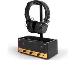 Hoofdtelefoon Standaard - Headset Houder - Bureau Organisatie - 2-in-1 Design - 18x6x8 cm - Zwart Goud