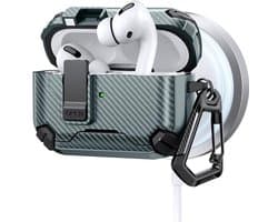 Telestore - AirPods Pro 3 Carbon hard case cover - Carbon hybride groen hoesje Beschermhoes - AirPods pro 3 Cover - hoesje geschikt voor Apple Airpods pro 3 - groen - Carbon hard cover - met MagSafe functie
