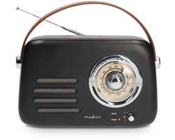 Nedis Draagbare Retro Radio - Bluetooth / FM - Subwoofer - Analoog - Zwart