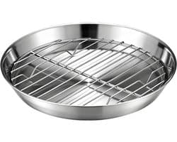 Bakplaat voor airfryer - Airfryer bakvorm - Airfryer accessoires - Bakplaat met rooster - Gemaakt van 304 roestvrij staal - 20 cm