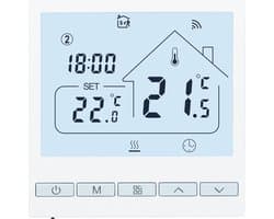 WiFi Slimme Thermostaat 16A – Geschikt voor Elektrische Vloerverwarming – Tuya App – Compatibel met Alexa & Google – Programmeerbare Kamerthermostaat