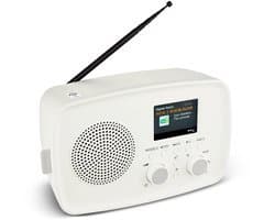 MEDION DAB+ radio met Bluetooth DRE-1 (DAB Plus, FM-radio, druppelbescherming, telescoopantenne, wekker, sluimerfunctie, instelbare display-dimmer, ASA-noodwaarschuwingssysteem), wit