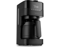 MEDION koffiezetapparaat met thermoskan en timer (filterapparaat, 8 kopjes, 1,2 liter, 900 watt, 3 standen, warmhoudfunctie, timer, anti-druppel, display, MD18458) roestvrij staal