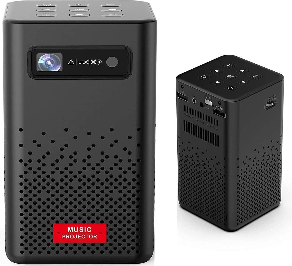 Mini Smart Projector - Draagbare DLP Projector - 1080P HD - 150ANSI - 360 ° Luidspreker - 5200mAh Batterij - 4 Uur Accu Video Afspeeltijd - Screen Mirroring - Ondersteunt WLAN, HDMI, USB, Android, Apple, AirPlay - Inclusief Draagtas en Remote - Zwart — afbeelding 1