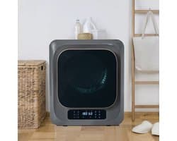 Re-purelife® Compacte Wasdroger met UV-Desinfectie - 6 Programma's - 3-4 kg Capaciteit - Geschikt voor Opbouw of Opstelling - Stille Werking & Helder LED-Display - Grijs
