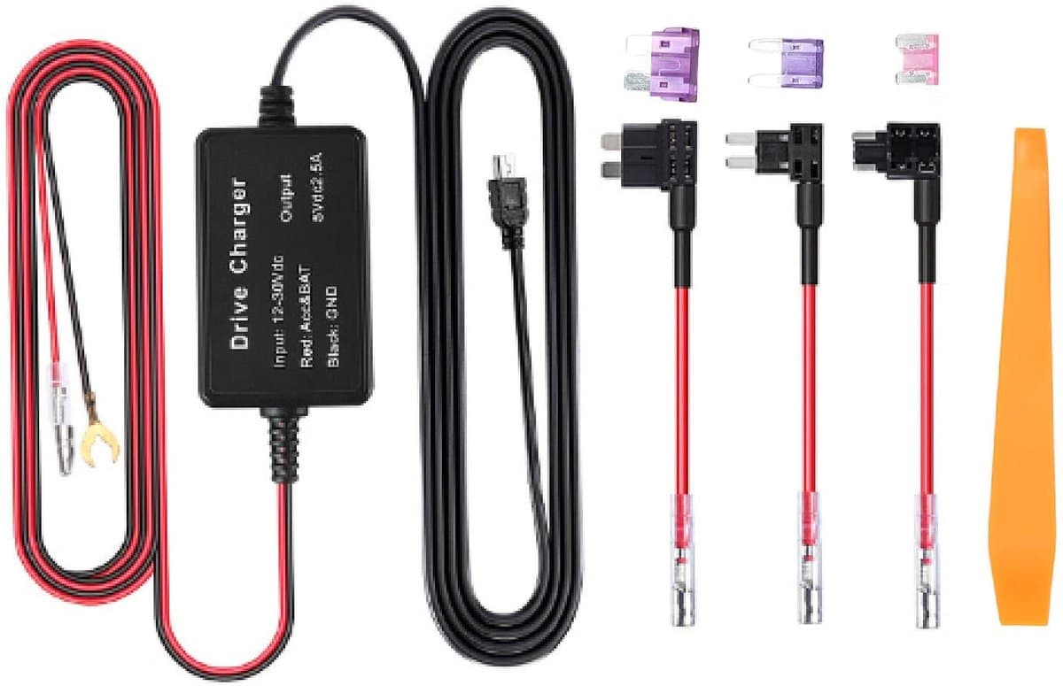 ONF3 - Dash Cam Hardwire Kit - Mini USB Voeding Adapter - Compact formaat - Auto Camera - Betrouwbare voeding - Geschikt voor voertuigen - Zwart — afbeelding 1
