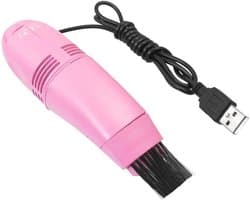 Mini USB Stofzuiger - Toetsenbordreiniger - Bureau Opruimen - Met Borstel - 14.5 cm - Roze