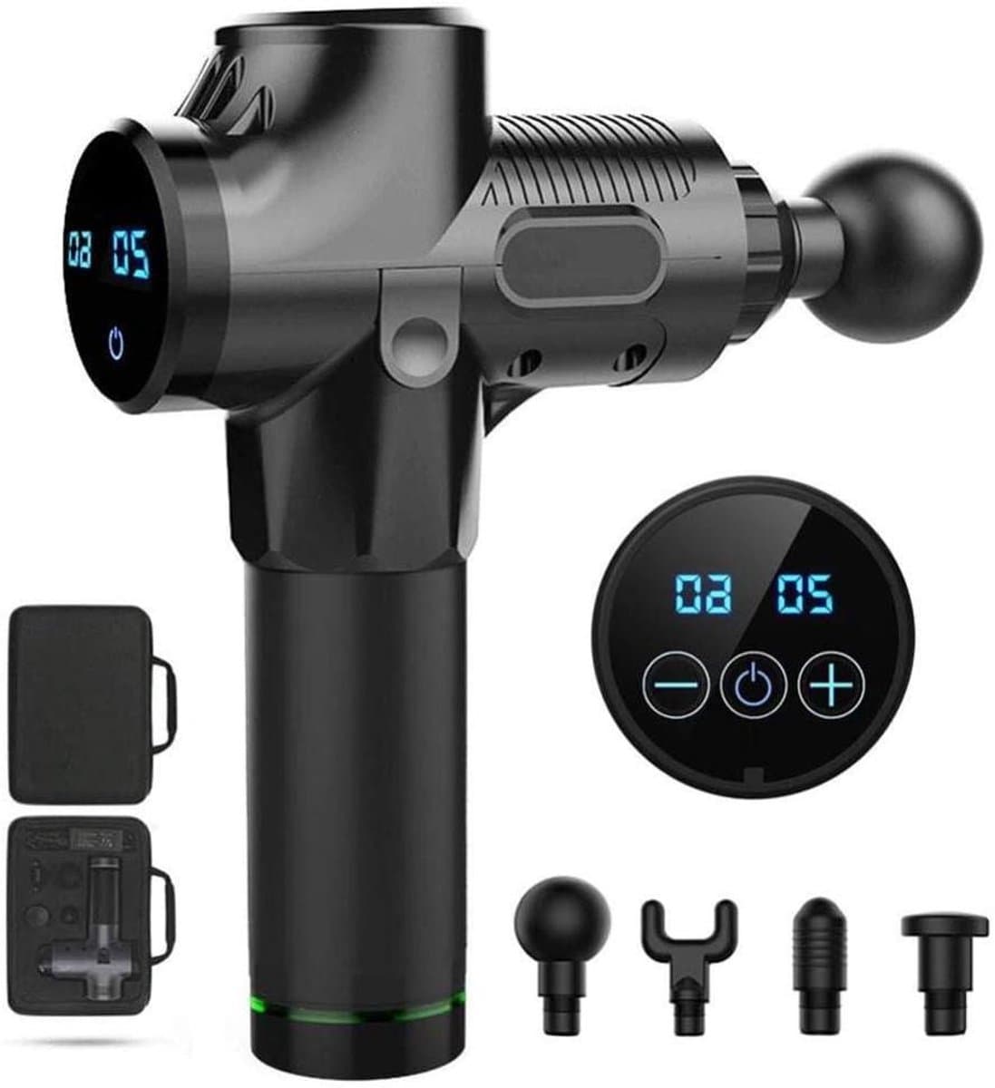 Spier Stimulator - Massage Gun - Herstel Spieren - Vier Verschillende Koppen - 12mm Amplitude - Zwart — afbeelding 1