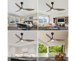 Slimme Plafondventilator - Ventilator met licht - Comfort in huis - Omkeerbare stille motor - 132 cm - Donkergrijs