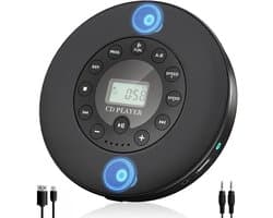 KZQ Draagbare Bluetooth-cd-speler - Ingebouwde stereoluidsprekers - Oplaadbare cd-speler - Ondersteunt MP3- en USB-weergave - Schokbestendig ontwerp - Zwarte afwerking - Draadloze connectiviteit - Ideaal voor persoonlijk gebruik en buitenactiviteiten