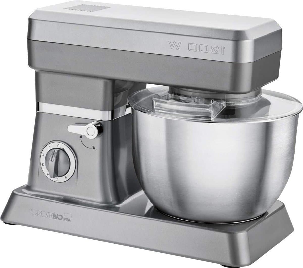 Clatronic KM 3630 Food Processors, 8 Speeds (0/1/2/3/4/5/6 + Pulse) - 6.3 Litre Stainless Steel Bowl, 1200 Watt, Titanium — afbeelding 1