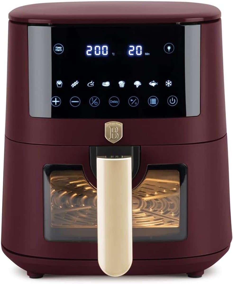 Digitale Heteluchtfriteuse - Olievrije Friteuse - Gezond Koken - 8 Automatische Programma's - 5 Liter Capaciteit - Mat Bordeaux — afbeelding 1