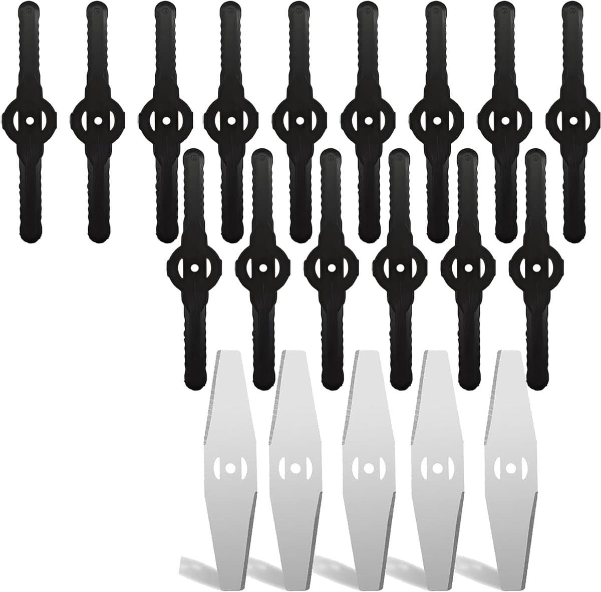 Reservemesjes Grastrimmer - Grasmaaierbladen Vervanging - Gazon Onderhoud - Combinatie Metaal Kunststof - 20 stuks 15 cm - Zwart — afbeelding 1