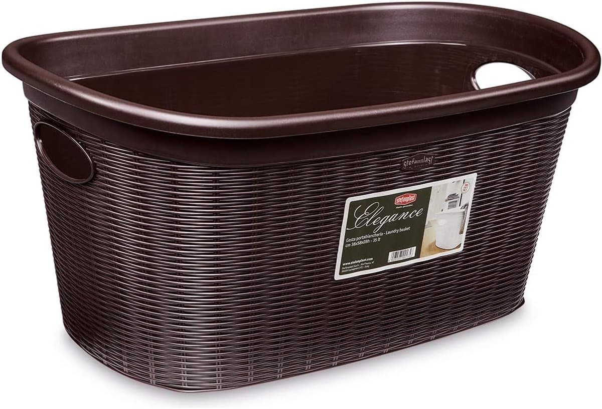 Wasmand - Kledingmand - Vuile Was - Kunststof Materiaal - 38x58x28 cm - Moka — afbeelding 1