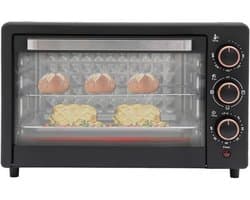 Mini Oven - Compacte Keukenoven - Maaltijden Snel Bereiden - 1000W Vermogen 4 Buizen - 22 Liter Inhoud - Zwart