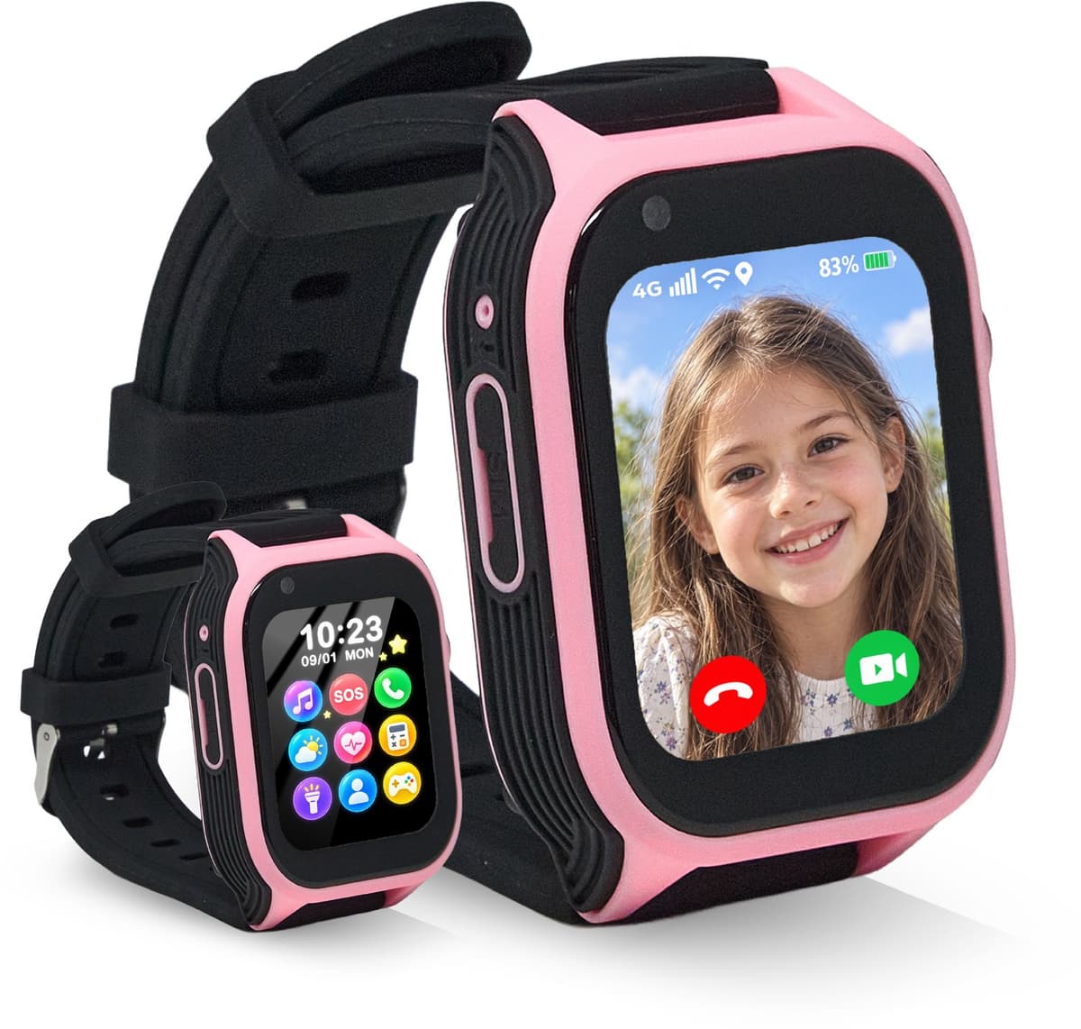 MuffyMouse GPS Horloge Kind met Simkaart – Smartwatch Kinderen 4G – Kinder Smartwatch met GPS – GPS Tracker Kind – Belfunctie, Videobellen, SOS & WhatsApp – 2GB+16GB – Roze — afbeelding 1