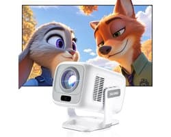Beamer Draagbaar 300 ANSI Lumen Wi-Fi 6 - 1080P 4K Ondersteuning DLP - Wit - Thuisbioscoop Mini Projector