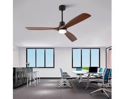 STILVORA Plafondventilator Met Verlichting 60 Inch – 3 Bladen – Dimbare Led Met 3 Kleurtemperaturen – Massief Hout – Walnoot Zwart – Afstandsbediening