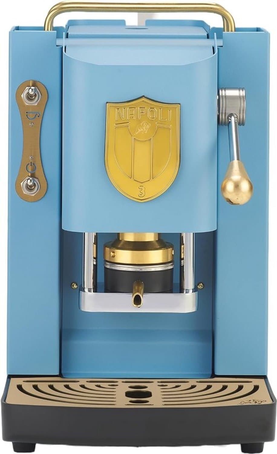 Elegante Koffiepadmachine 44mm - Koperen pers - Turquoise afwerking — afbeelding 1