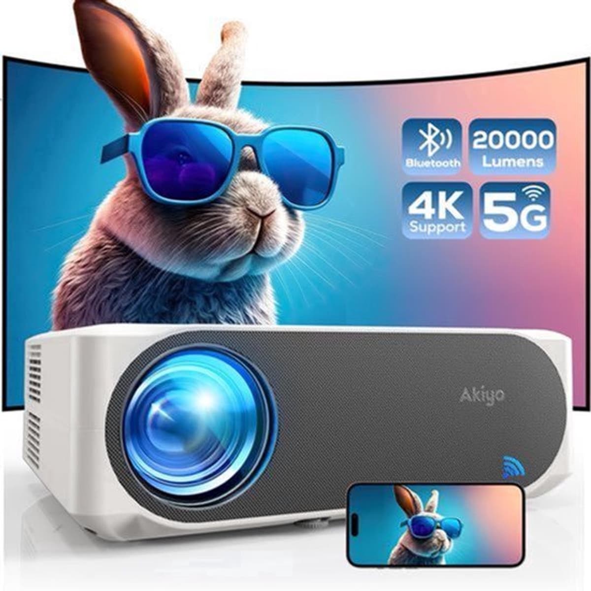 Beamer Full HD 1080p WiFi 6 Bluetooth - 20000 Lumen 1920 x 1080 Resolutie - LCD LED - Outdoor En Thuisbioscoop — afbeelding 1