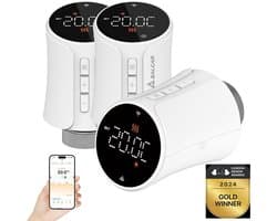 Slimme radiatorthermostaat TRV706W, set van 3, wifi-thermostaat, compatibel met &, programmeerbaar, verwarmingsthermostaat, slimme radiator met 9 x batterijen