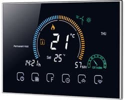 Wifi-thermostaat voor gasketel, bediening via spraakapp, lcd-display met achtergrondverlichting, vochtigheids- en uv-weergave, programmeerbare thermostaat compatibel met