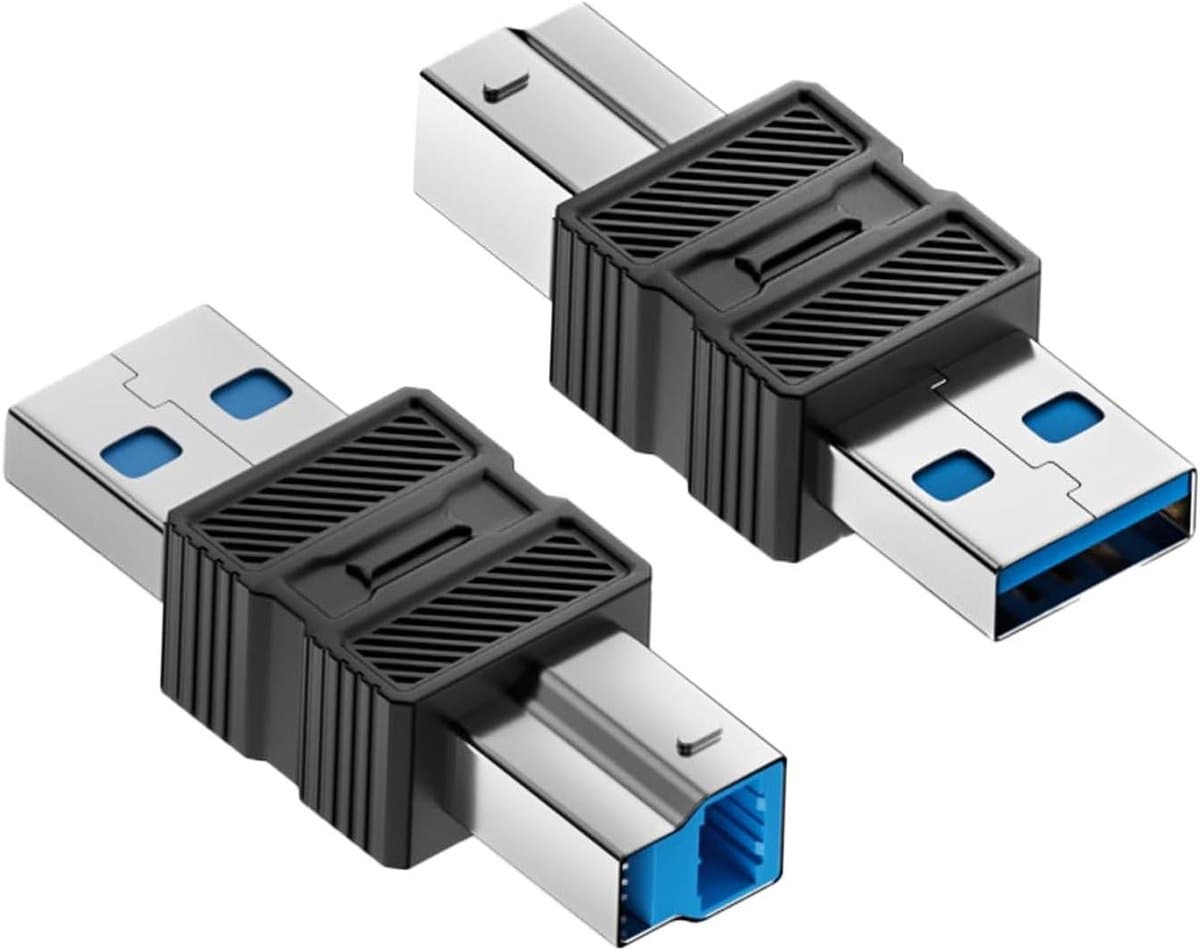 USB B Adapter - Converter Kabel - Apparaten Verbinden - Hoge Snelheid 5Gbps - 6.6 x 3.3 cm - Zwart — afbeelding 1
