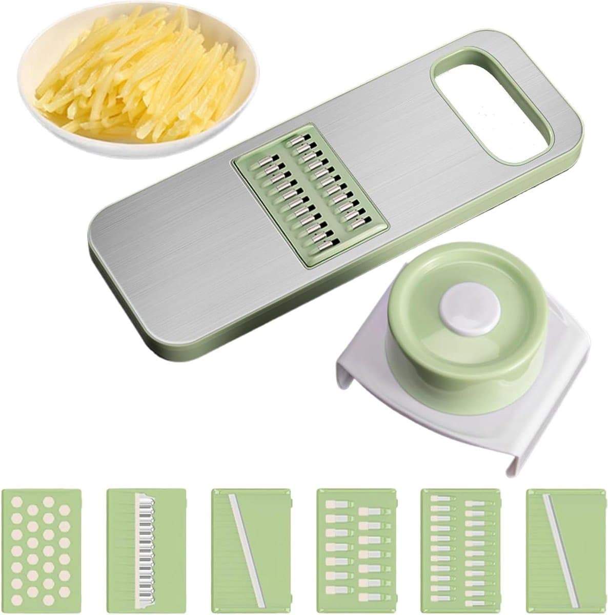 Groentenhakker Rasp - Keuken Snijder - Maaltijden Bereiden - Schokabsorberend Ontwerp - 30.1 x 12.3 x 7.7 cm - Groen — afbeelding 1