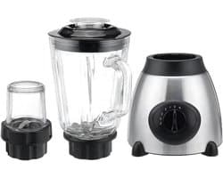 Keukenmixer met Molen - Foodprocessor Kruidenmolen - Maaltijden Bereiden - Afneembare Glazen Beker - 1.5 Liter - Zwart