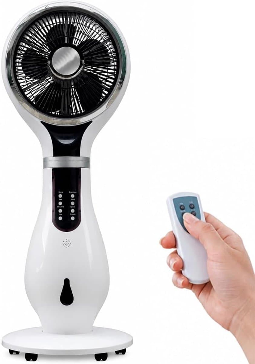 Ventilator met wielen - Luchtkoeler Vernevelaar - Verkoeling en Luchtverbetering - 3-in-1 functie - 40 cm diameter 110 cm hoog — afbeelding 1