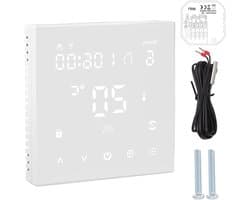 Slimme Thermostaat - Digitale Thermostaat WiFi - Verwarming Regelen - Touchscreen Bediening - 8.5x8.5x4.5cm - Wit