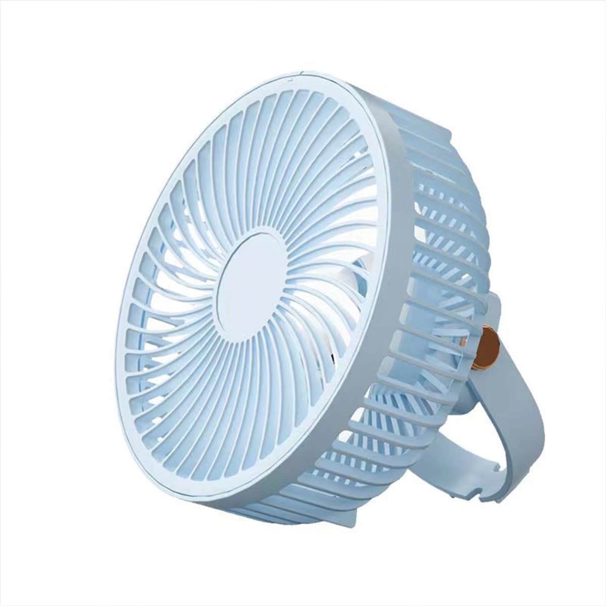 Draagbare oplaadbare bureauventilator met ledverlichting en haken – ventilator met 1200 mAh-accu voor tenten en reizen — afbeelding 1