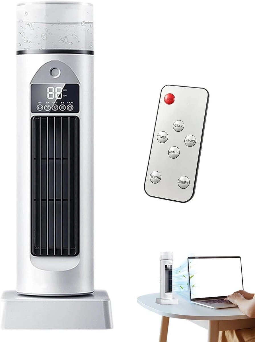 Torenventilator - Bladloze ventilator - Koelte Binnen - 6 Snelheden 110 Graden - 38x14x38 cm - Wit — afbeelding 1