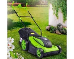Elektrische grasmaaier - Gazonmaaier - Gazononderhoud - Ergonomische handgreep - 43 cm maaibreedte - Grijs