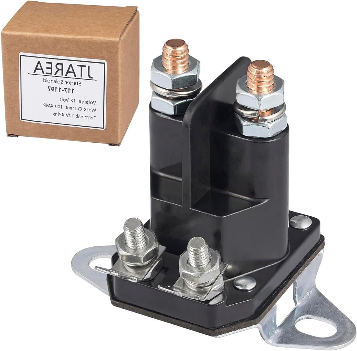 Startrelais Magnet Schakelaar - Startrelais Solenoïde - Grasmaaier Onderhoud - Koperen Spoel - 12 Volt - Zwart — afbeelding 1