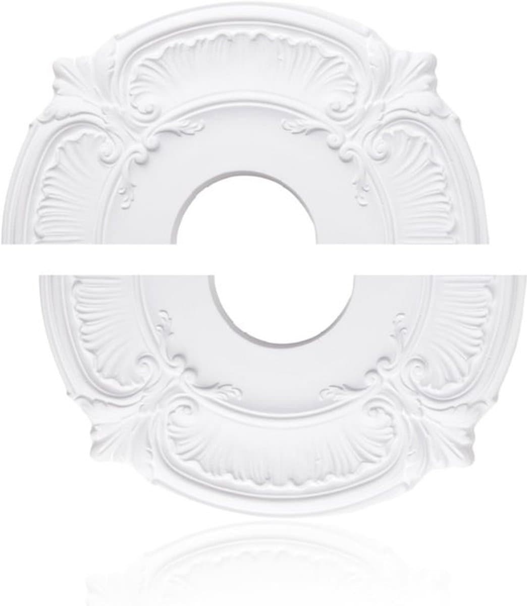 Decoratief Plafondmedaillon voor Verlichting en Plafondventilator - Witte PU Kap — afbeelding 1