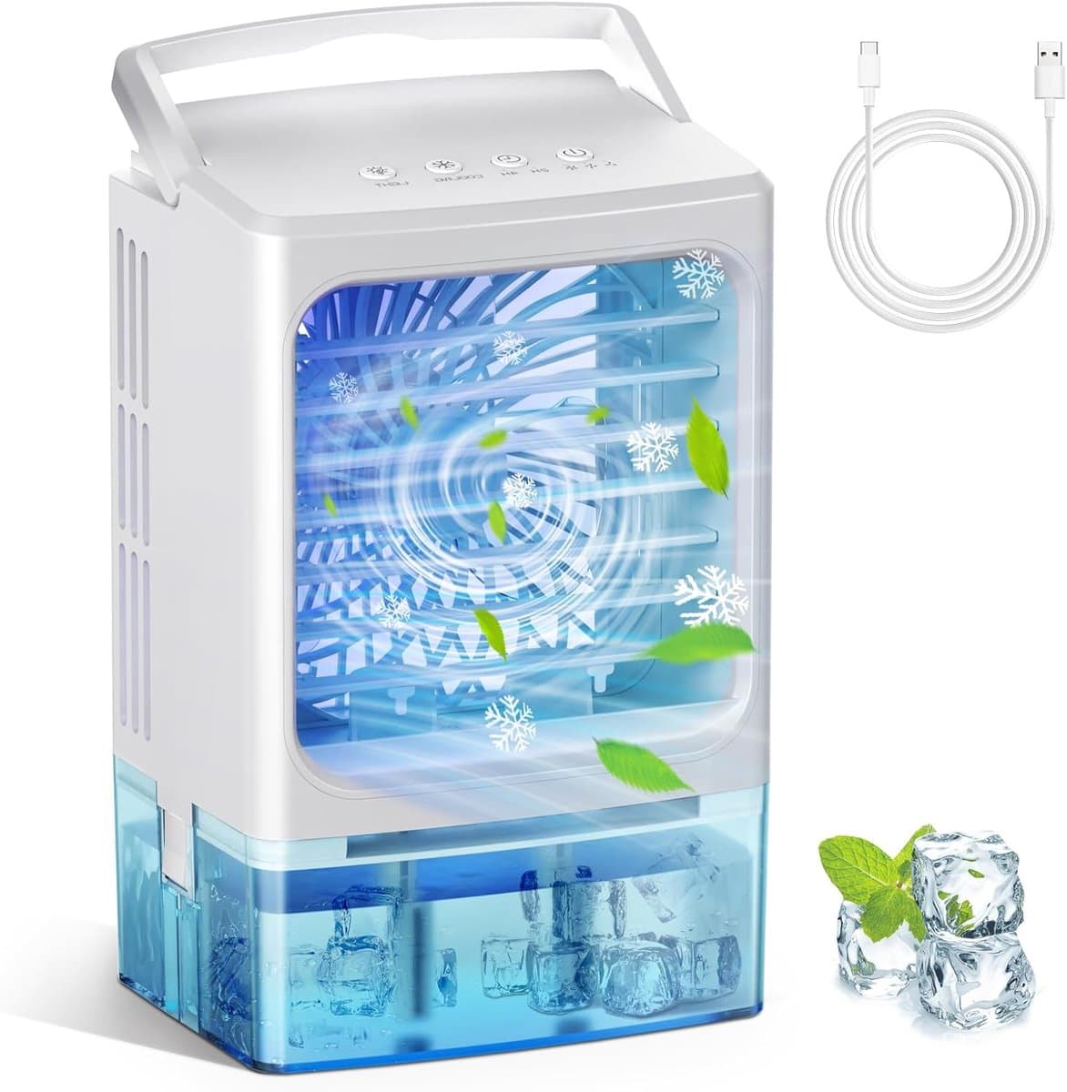LISM - Draagbare airconditioner met 3 ventilatorsnelheden en 2 vernevelingsstanden. Uitgerust met een waterreservoir van 900 ml, koelfunctie en mini-autoventilator. Kan ook als tafelmodel airconditioner worden gebruikt. — afbeelding 1
